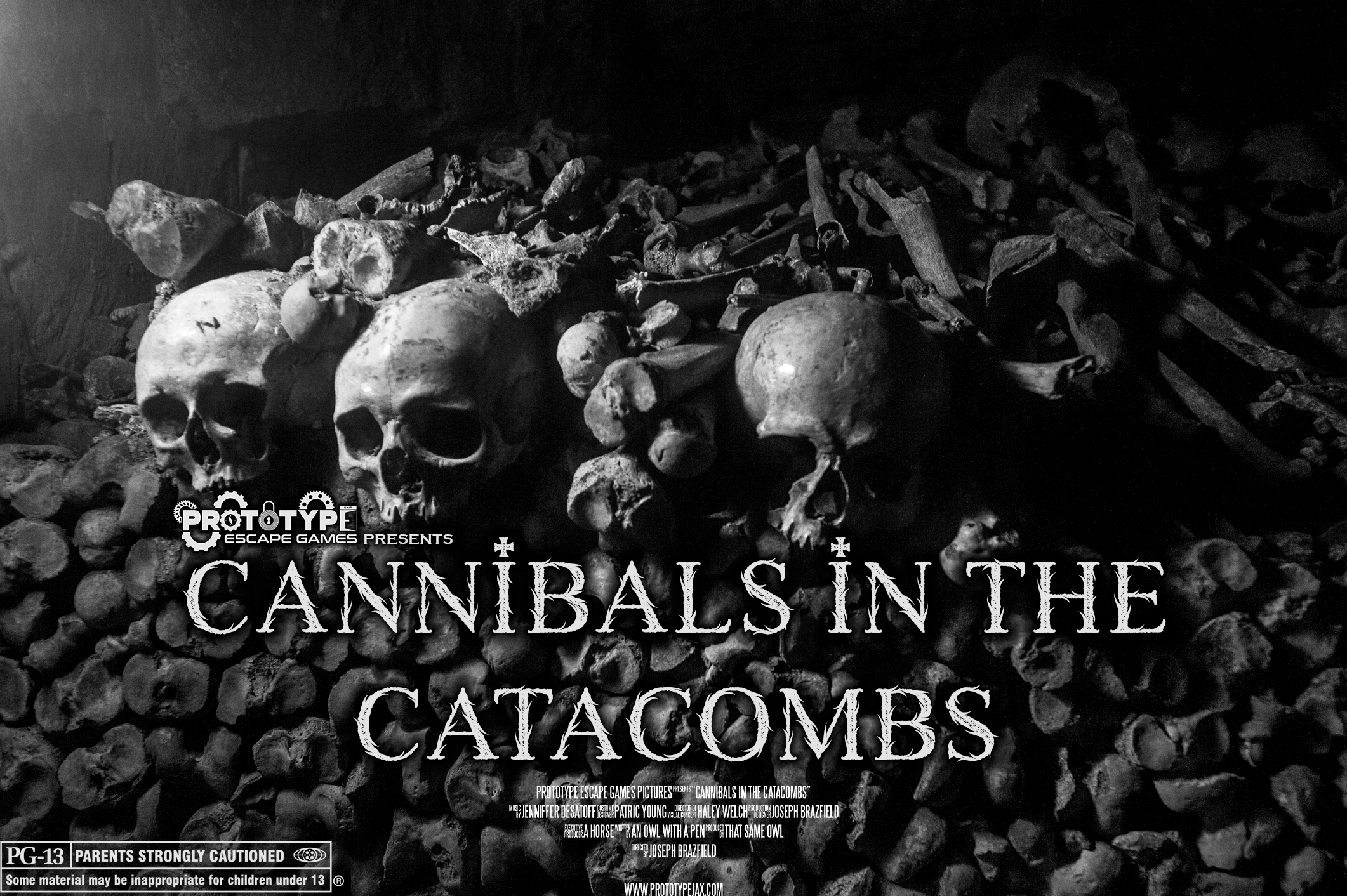 Game Poster for Cannibals In The Catacombs Prototype Escape Games Jackonville, Florida